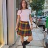vintage tartan mini skirt with pleats & side buckle details