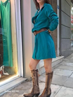 Alternative view of vintage Guess teal mini shirt dress