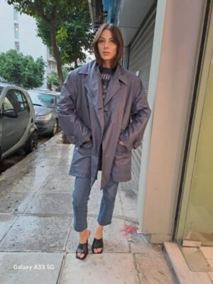 Alternative view of vintage oversized midnight blue trenchcoat