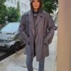 vintage midnight blue trenchcoat