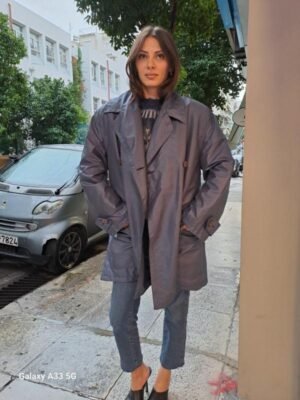 vintage midnight blue trenchcoat