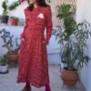 vintage fuschia printed maxi dress