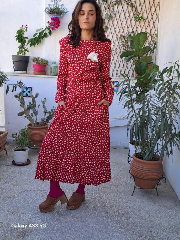 vintage fuschia printed maxi dress - Image 2