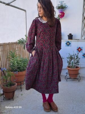 vintage Laura Ashley floral midi dress with lace colar