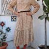 vintage beige floral tiered dress