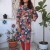 vintage blue & coral floral dress