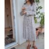 vintage floral midi shirt dress