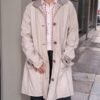 vintage cream leather coat loose fit