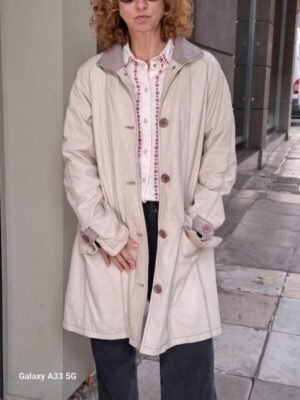 vintage cream leather coat loose fit
