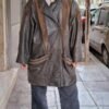 vintage leather two tone brown leather long jacket with suede details