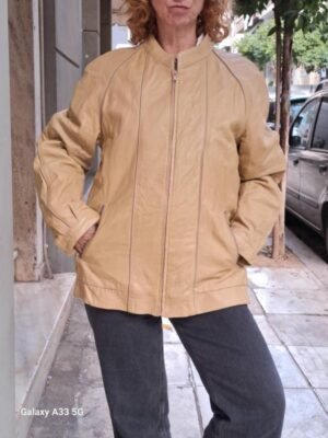 vintage beige leather jacket