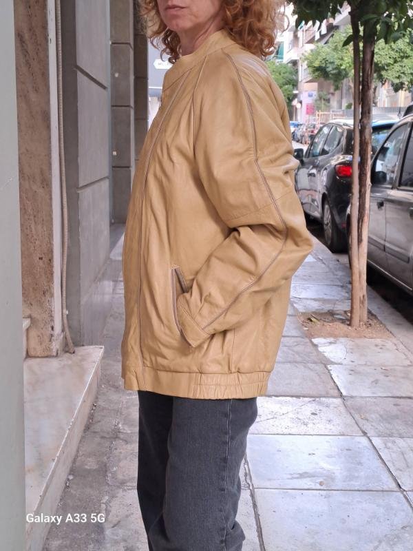 vintage beige leather jacket - Image 2