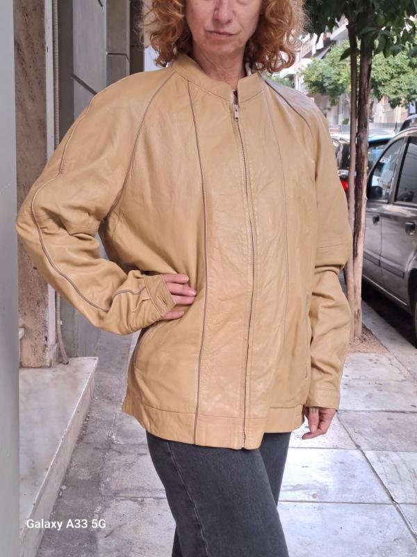 vintage beige leather jacket - Image 3