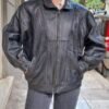vintage black leather bomber jacket