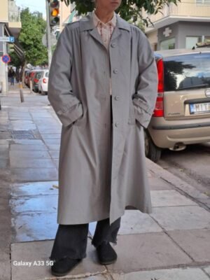 vintage grey long trench coat