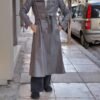 vintage grey belted trench coat