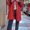 vintage red & black oversized leather coat