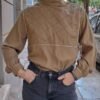 vintage khaki shirt the golden trims and high neck