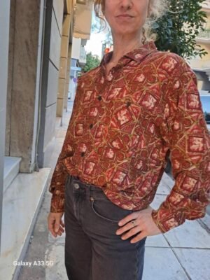 vintage red & gold geometric shirt
