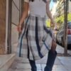 vintage silk plaid skirt
