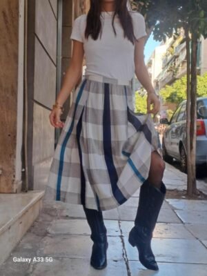 vintage silk plaid skirt
