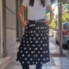 vintage viscose black & white polka dot skirt