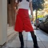 vintage mini red skirt with front slit