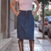 vintage denim pencil skirt