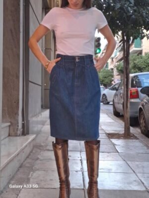 vintage denim pencil skirt