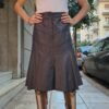 vintage brown leather flare skirt