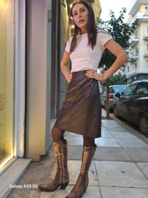 vintage brown leather skirt