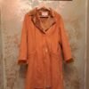vintage genuine shearling coat in rusty orange color