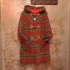 vintage green & red tartan hooded coat