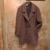 vintage fishbone wool double breasted coat in neutral colors