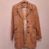 vintage camel brown leather coat with adjustable waist