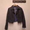 vintage black cropped leather jacket with embellished back and studded sleeves