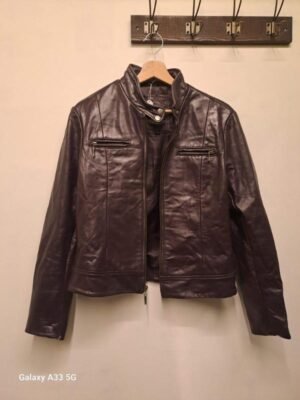 vintage aubergine biker jacket