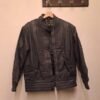 vintage off-black moto style leather jacket