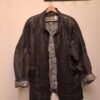 vintage black & grey patchwork leather and denim oversize jacket with geometric back silver diamond panel