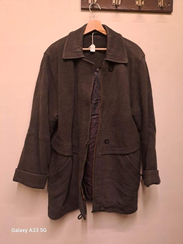 vintage suede off-black oversize parka jacket - Image 2