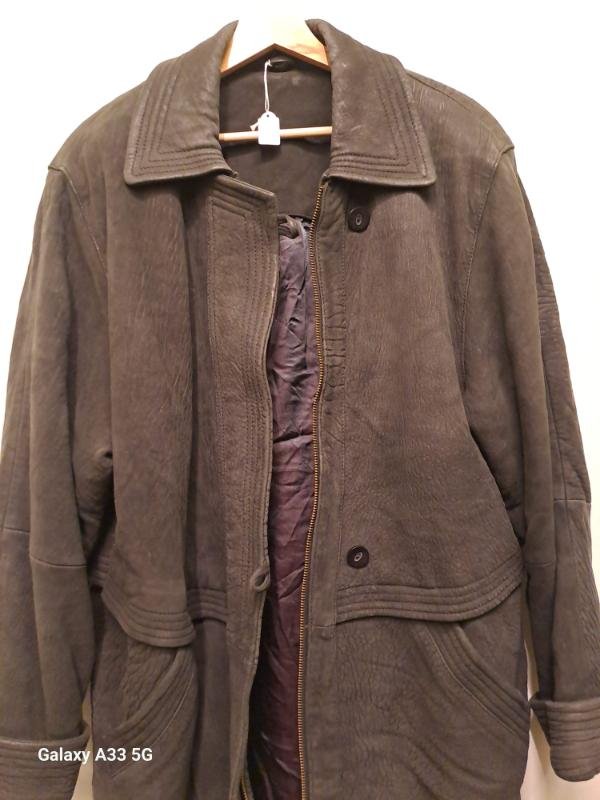 vintage suede off-black oversize parka jacket - Image 4