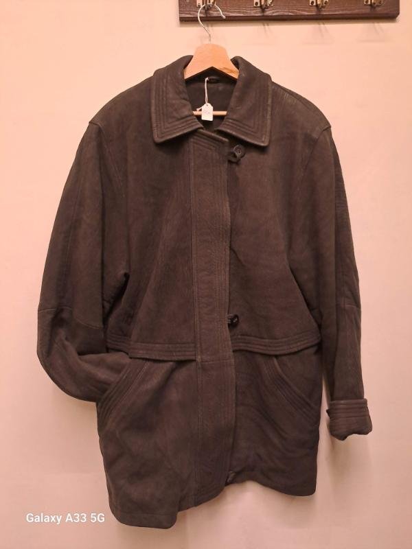 vintage suede off-black parka jacket