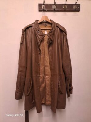 vintage brown leather trench coat