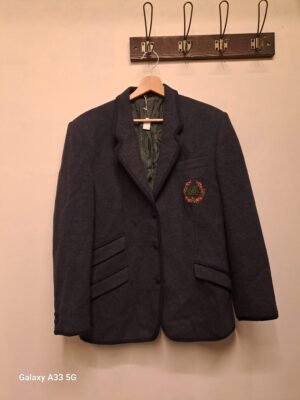 vintage wool mix blue blazer with a badge