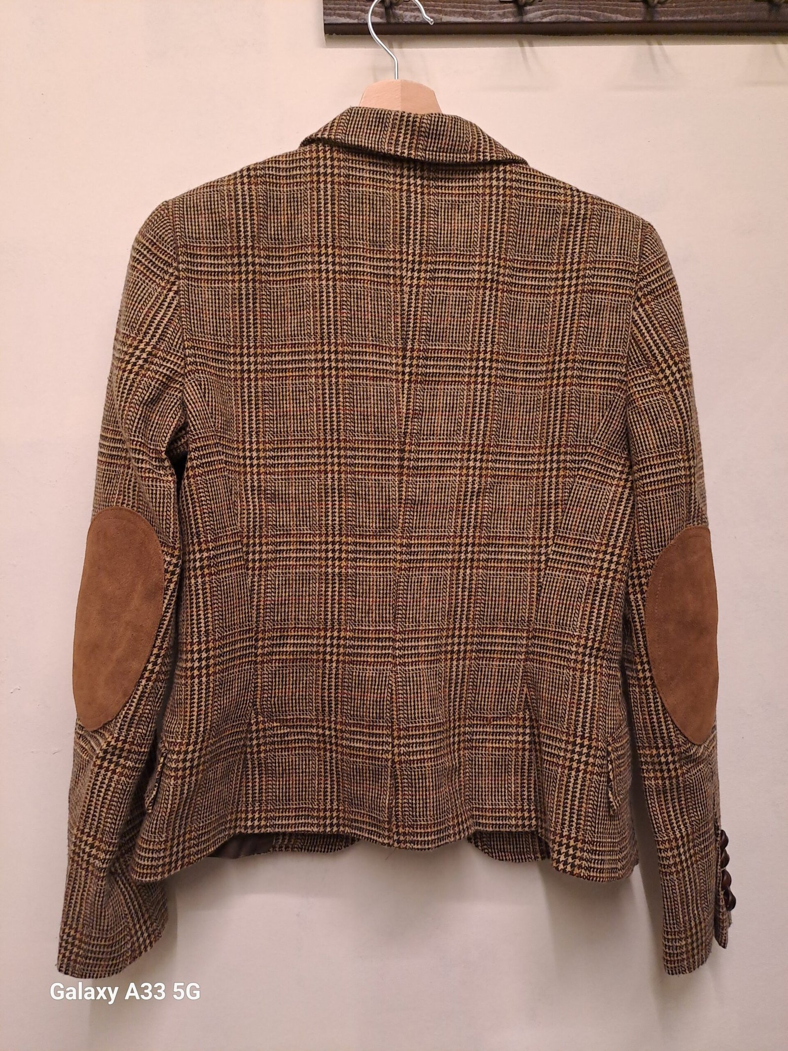 vintage brown plaid blazer with elbow patches - Image 3
