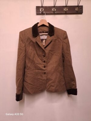 vintage brown tweed blazer with velvet collar