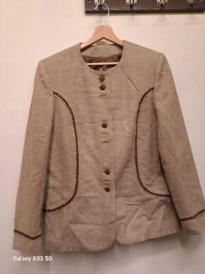 vintage beige jacket with decorative stitching