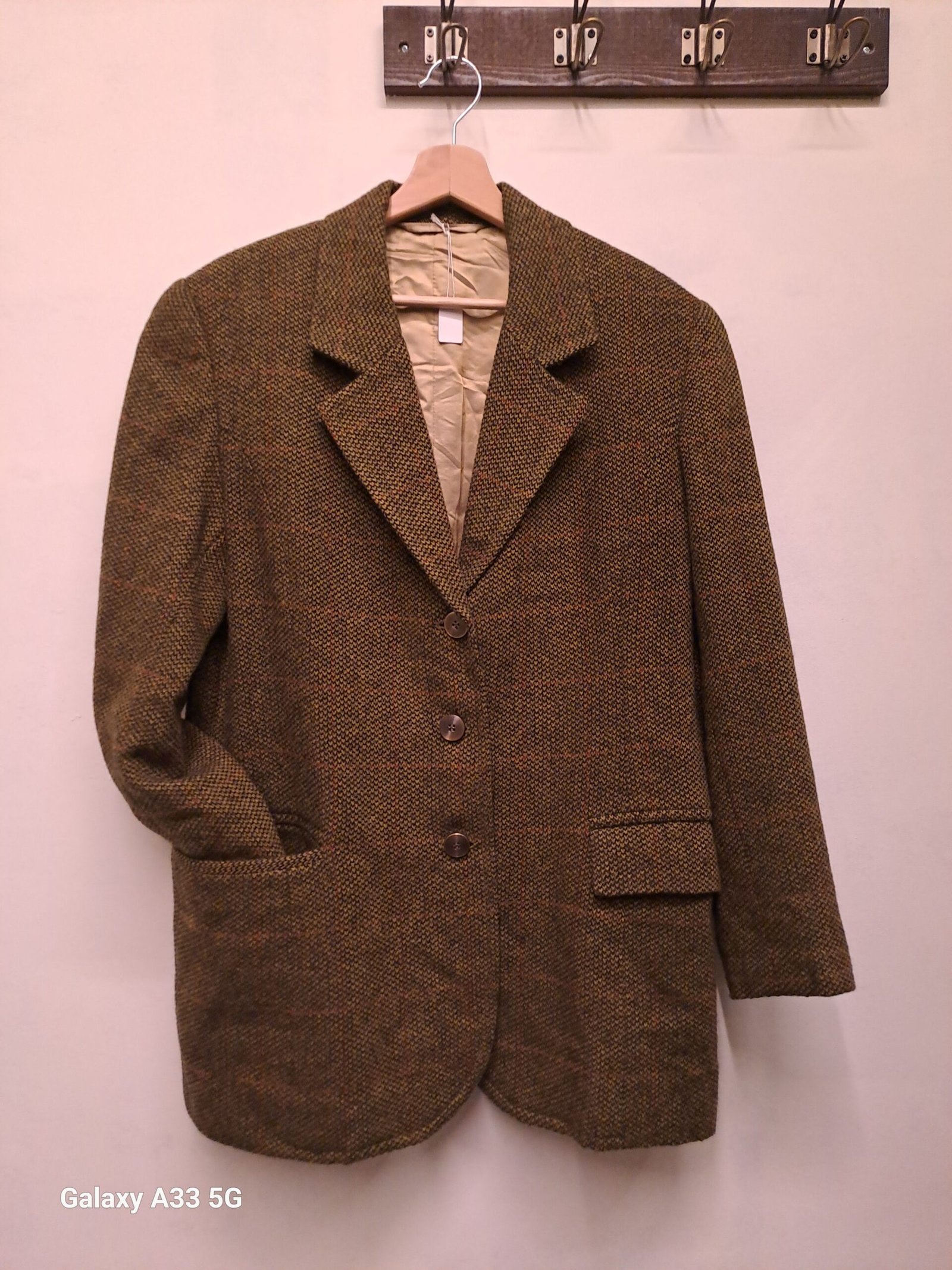 vintage olive green wool mix herringbone blazer