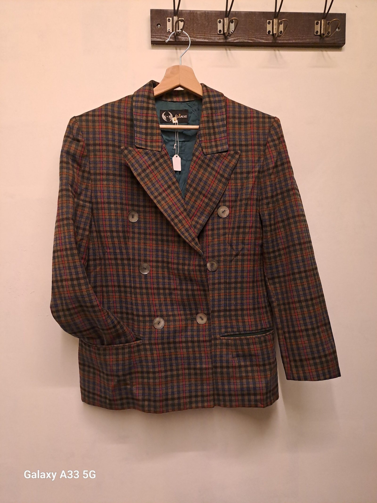 vintage plaid wool mix blazer