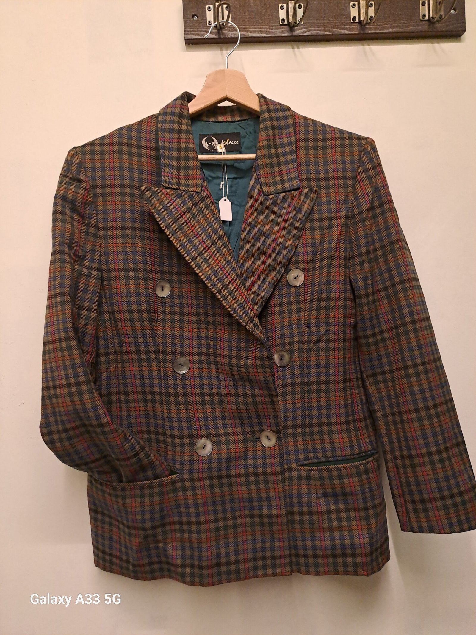 vintage plaid wool mix blazer - Image 2